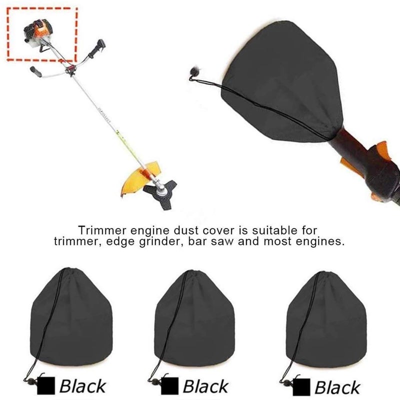 HAISENGO PARDLY Lawn Trimmer Engine Dustproof Cover, Universal Weed Eater Covers Waterproof for Garden Grass Trimmer Edger (Black) - Image 2